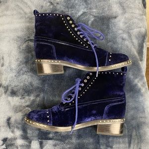 Marc Fisher Blue Velvet Boots